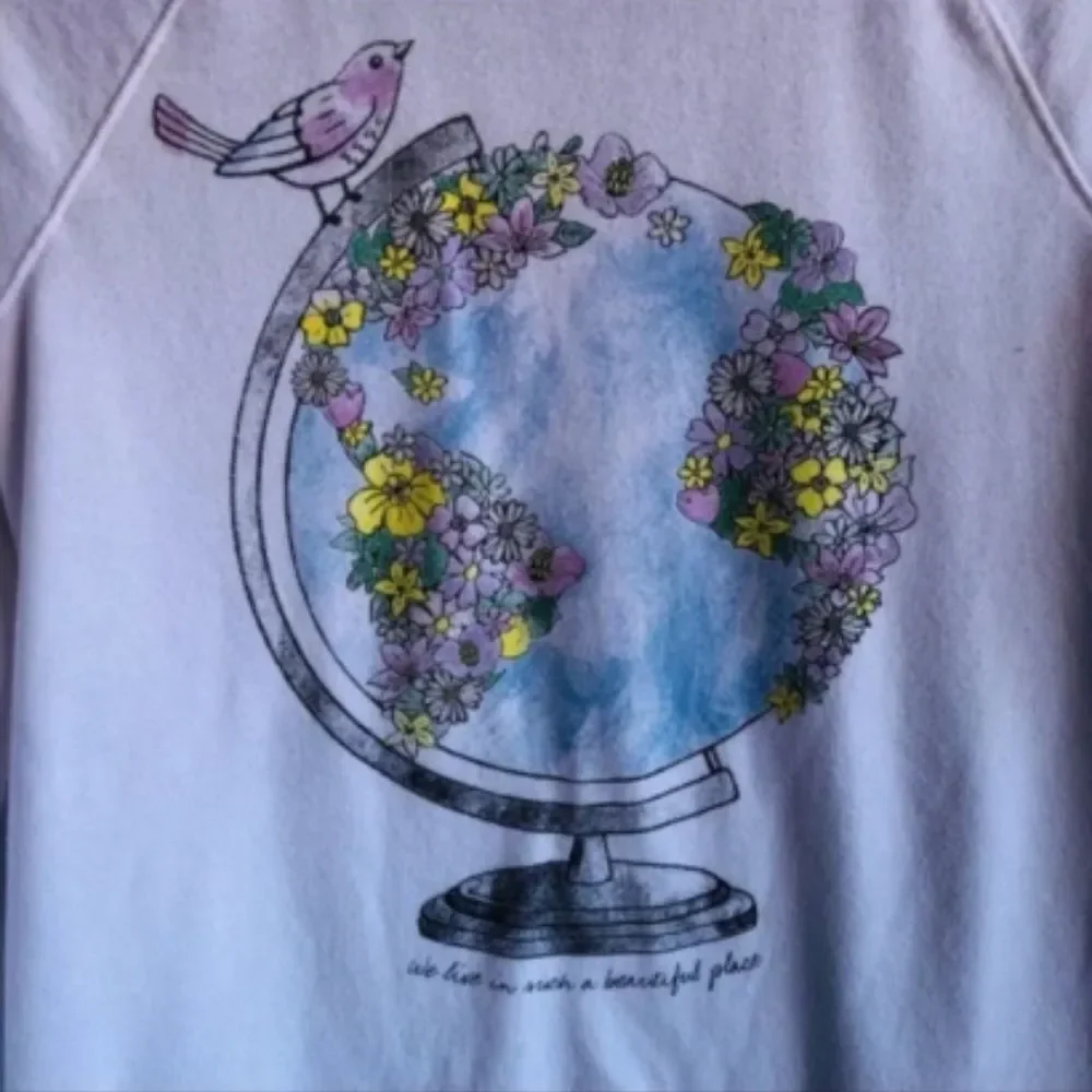 Justice White Beautiful World Earth Sweater